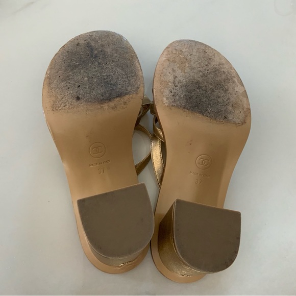 Chanel Gold Sandals size 37 - Picture 5 of 5